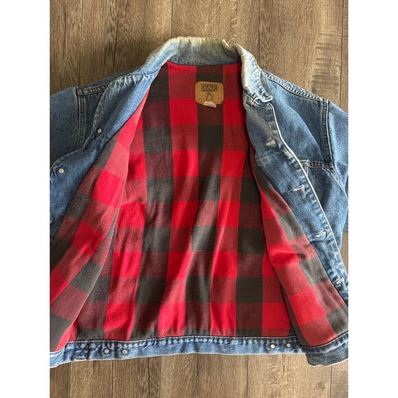 Vintage Gap Denim Jean Insulated Flannel Trucker Jacket Size Medium Y2K 90s - Picture 2 of 8